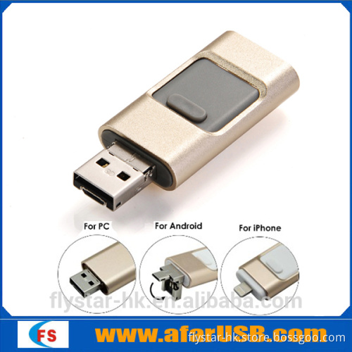3 in 1 USB U Disk 64gb for IOS iphone ipad ipod,usb flash drive for support OTG Android phone